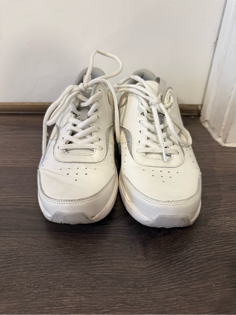 White Leather Lace-Up Sneakers